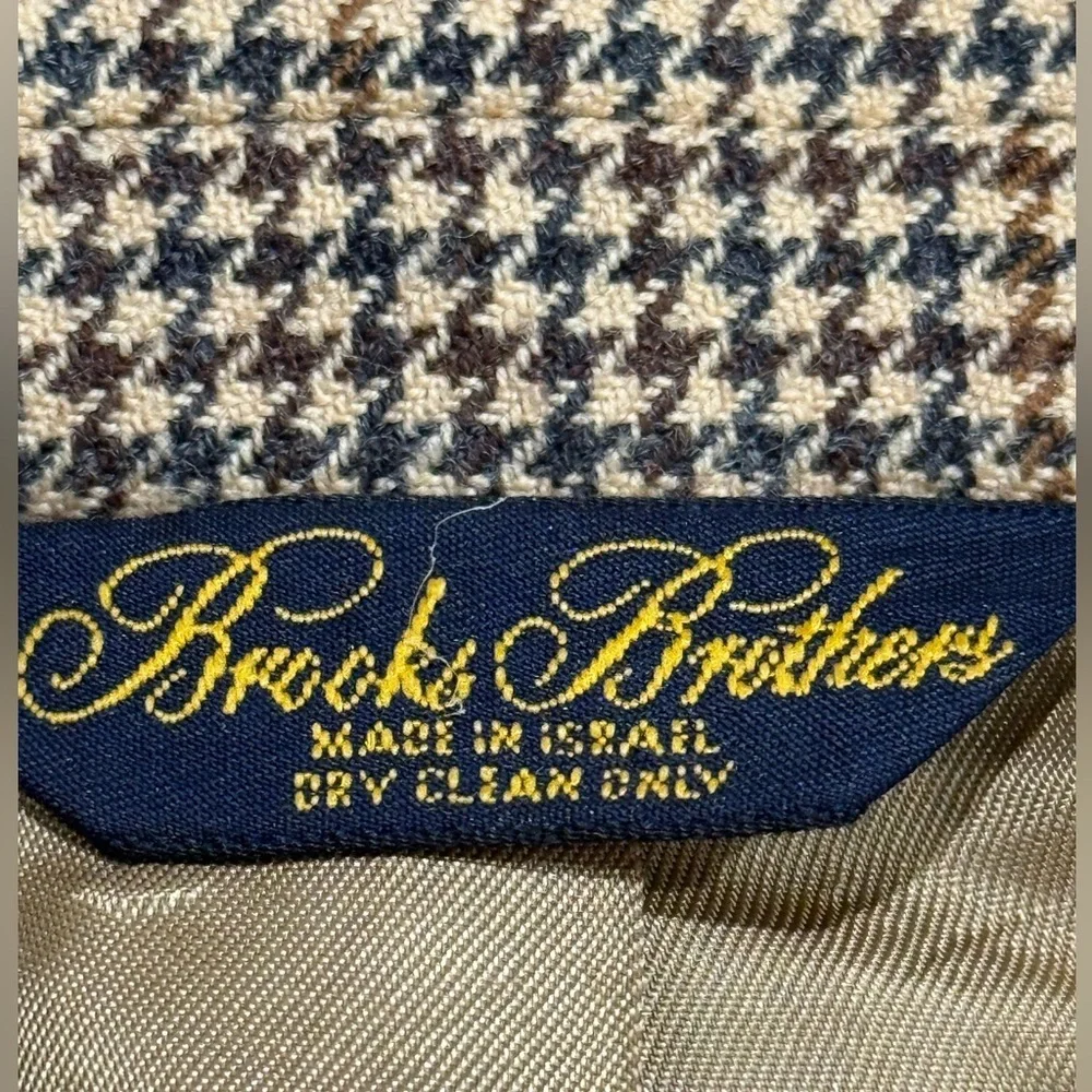 Brooks Brothers 46L‎ Houndstooth Blazer Sport Coat 3 Button 100% Wool